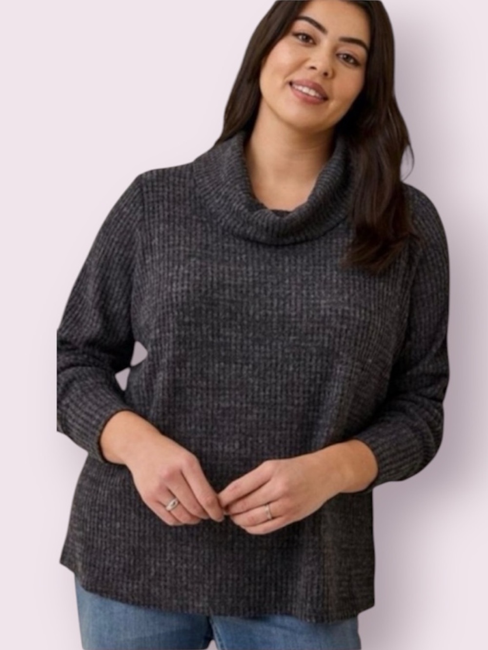 Torrid Brushed Waffle Knit Cowl Neck Top Charcoal Gray Size 3X